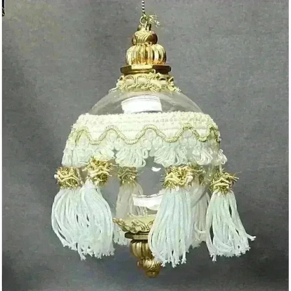 Dillard's Trimmings Christmas Ornament Blown Glass 3" Ball Ornament with Tassels - Picture 2 of 6